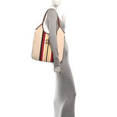 Canvas Calfskin Striped Ivy Beige Naturale Moro