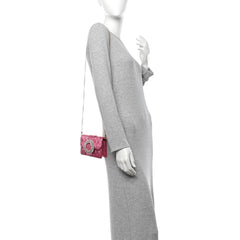 Metallic Nappa Matelasse Crystal Embellished Lady Crossbody Pink