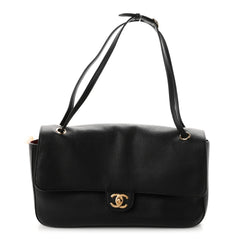 Grained Calfskin Small Souplissimo Maxi Flap Black