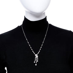 18K White Gold Diamond Eternal No 5 Drop Necklace