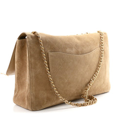 Suede Calfskin Souplissimo Maxi Flap Dark Beige