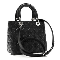 Grained Calfskin Cannage Medium Lady Dior Black