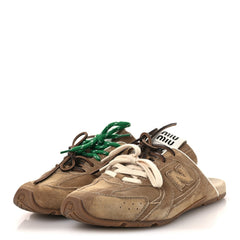 X NEW BALANCE Faded Suede Calfskin 530 SL Slip-On Mules 40 Ecru