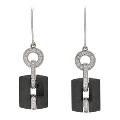 18K White Gold Diamond Ceramic Ultra Drop Earrings Black