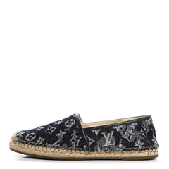 Monogram Denim Espadrille Flats 8.5 Blue