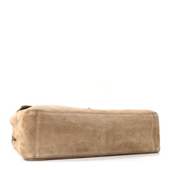 Suede Calfskin Souplissimo Maxi Flap Dark Beige