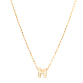 Lacquered Gold Mini Pop H Pendant Necklace White