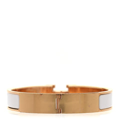 Enamel Narrow Clic Clac H Bracelet GM White