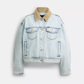 Coach Outlet Denim Jacket With Corduroy Collar In Organic Cotton