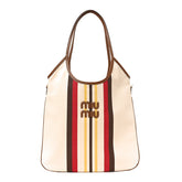 Canvas Calfskin Striped Ivy Beige Naturale Moro