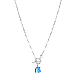 Palladium Enamel Helios Cheval Necklace Camaïeu De Bleu