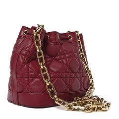 Lambskin Cannage Miss Dior Bucket Bag Cherry Red