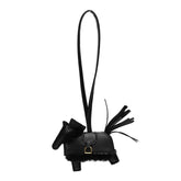 Milo Lambskin Merinos Wool Grigri Rodeo Robeo Plush Bag Charm PM Black