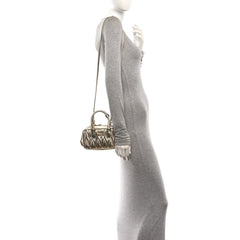 Metallic Nappa Matelasse Mini Arcadie Top Handle Bag Pirite