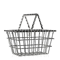 Brass Calfskin Medium Grocery By Chanel Shopping Basket Silver