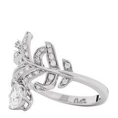 18K White Gold Diamond Plume De Chanel Ring 53 6.5