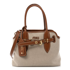 Canvas Calfskin Aventure Bag Beige Brandy