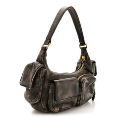 Distressed Nappa Pocket Bag Sand Coffee