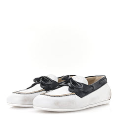Vitello Deco Boat Loafers 37 White Black