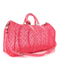 Monogram Fluo See Through Keepall Bandouliere 50 Rose