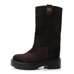 Vintage Effect Suede Mid Calf Boots 39 Morro