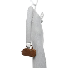 Suede Padded Regular Arcadie Top Handle Bag Cacao
