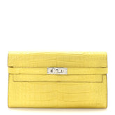 Matte Alligator Kelly Longue Wallet Mimosa