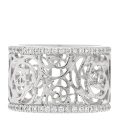 18K White Gold Diamond Camellia Ajoure Band Ring 51 5.75