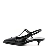 Calfskin Brogue Slingback Pumps 39 Black