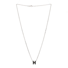 Lacquered Palladium Mini Pop H Pendant Necklace Black