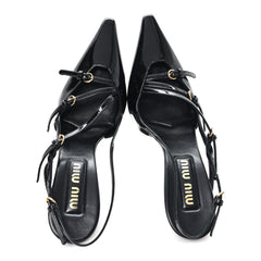 Vernice Buckle Slingback Pumps 38 Black