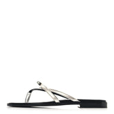 Metallic Goatskin Miss Sandals 37 Gris Argente