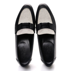 Toile De Coton Calfskin Womens Paris Loafers 37 Black Prunoir