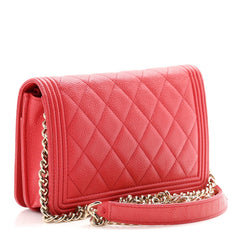 Caviar Quilted Boy Wallet On Chain WOC Red