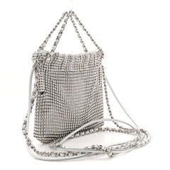 Crystal Embellished Metallic Lambskin Mini Chanel 22 Silver