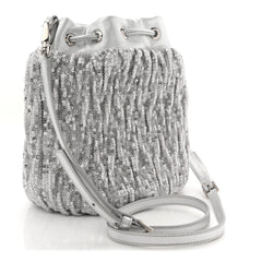 Paillettes Mate Bucket Bag Argento