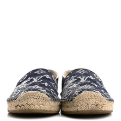 Monogram Denim Espadrille Flats 8.5 Blue