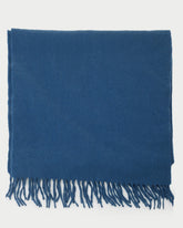 Hermès Navy Cashmere Logo Fringe Scarf