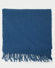 Hermès Navy Cashmere Logo Fringe Scarf