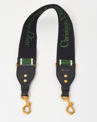 Dior Green & Black Embroidered Canvas Logo Strap
