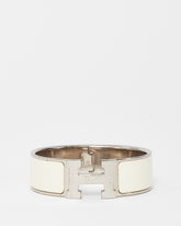 Hermès Silver White Enamel Wide Clic Clac H Bracelet - GM