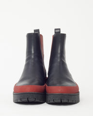 Hermès Black and Red Leather Colorblock Chelsea Boots - 35.5