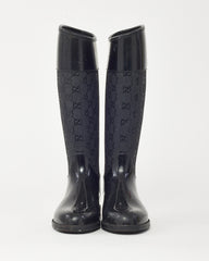 Gucci Black PVC Rubber GG Monogram Rain Boots - 36