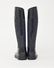 Gucci Black PVC Rubber GG Monogram Rain Boots - 36