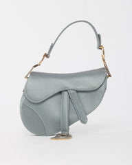 Dior Limited Edition Dust Blue Satin Crystal Embellished Mini Saddle Bag