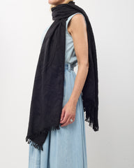 Hermès Black Cashmere and Silk New Libris Stole Scarf