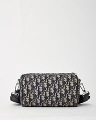 Dior Navy Blue Monogram Oblique Canvas Roller Messenger Crossbody Bag