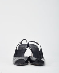 Gucci Vintage Black Patent Leather and GG Logo Tortoise Wedges - 40.5