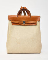 Hermès Beige Natural Toile Vache Calfskin Herbag 30 PM Backpack