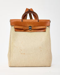 Hermès Beige Natural Toile Vache Calfskin Herbag 30 PM Backpack